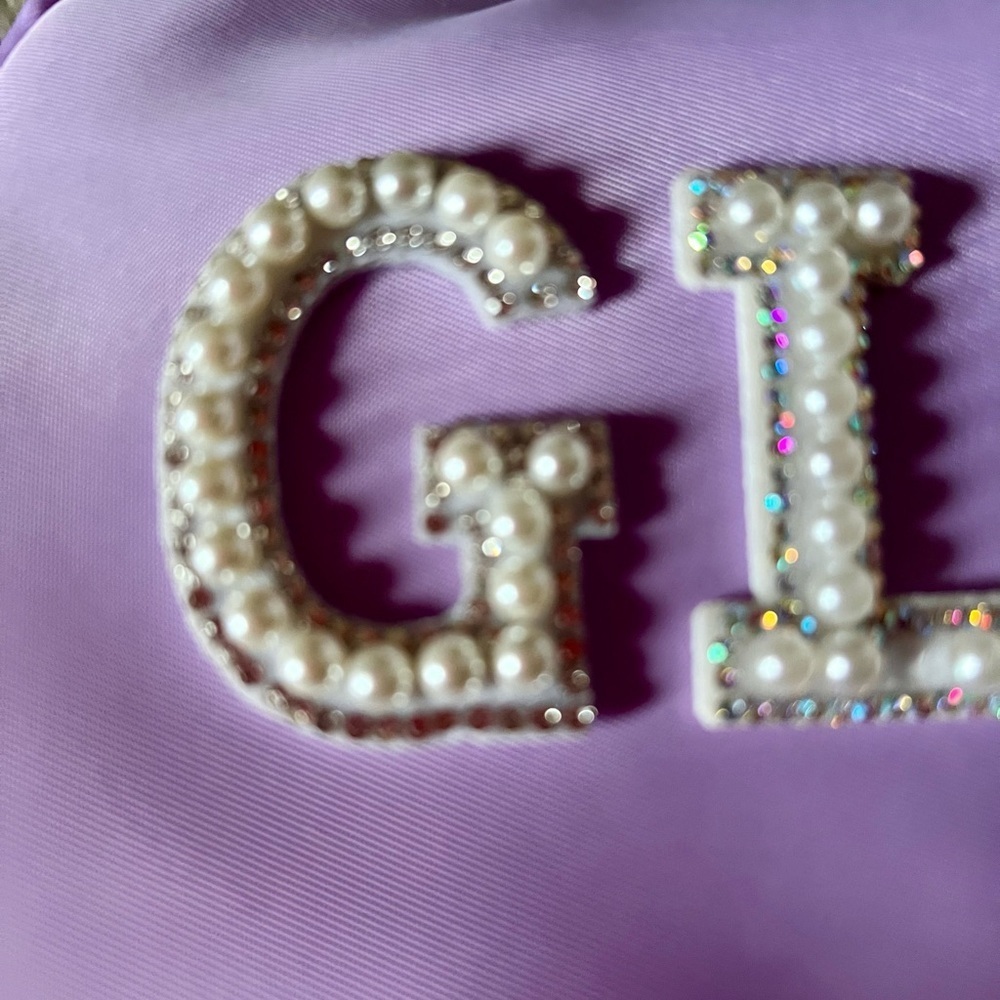 Purple “GLAM” Makeup Bag – Pearl & Rhinestone Letters – NWOT - Picture 2 of 7